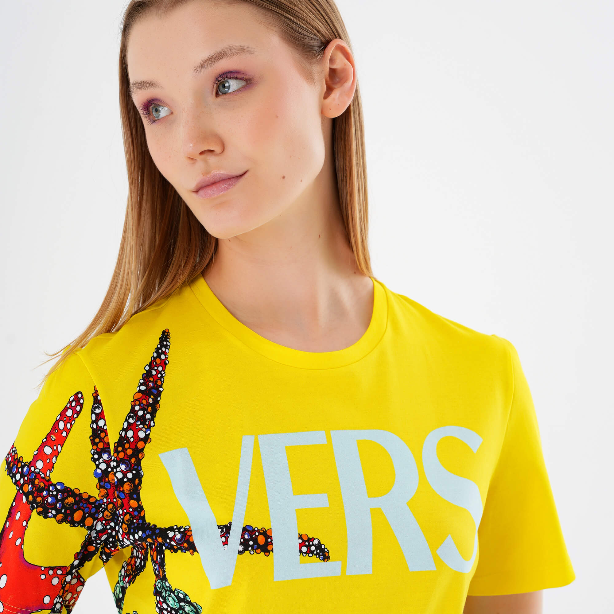 Versace - Yellow Starfish Printed Cotton T shirt IT42